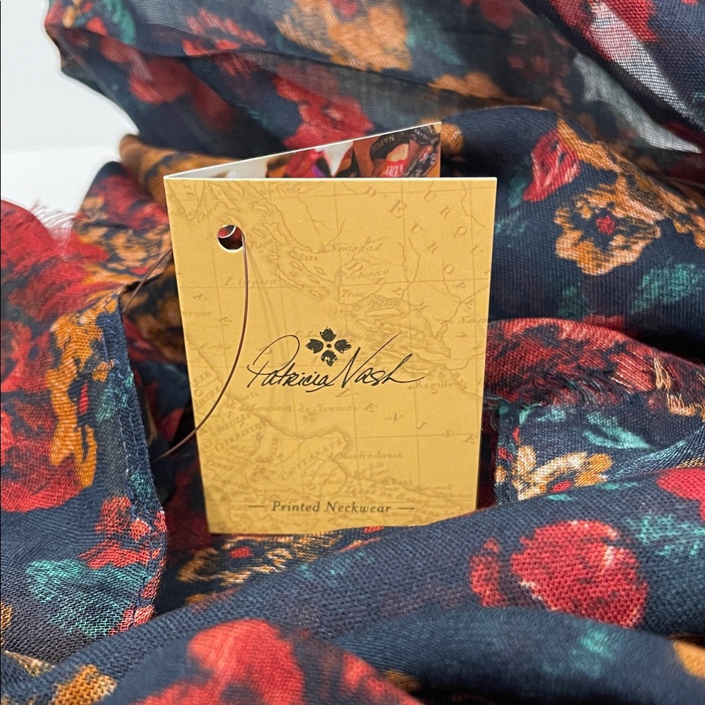 Patricia Nash Floral Shear Tapestry Scarf - Red, Blue, Gold - Picture 4 of 15
